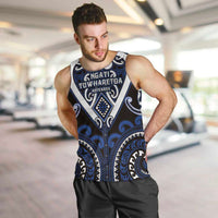 Custom Aotearoa Ngati Tuwharetoa Men Tank Top Maori Tribal Pattern LT05 Navy - Polynesian Pride