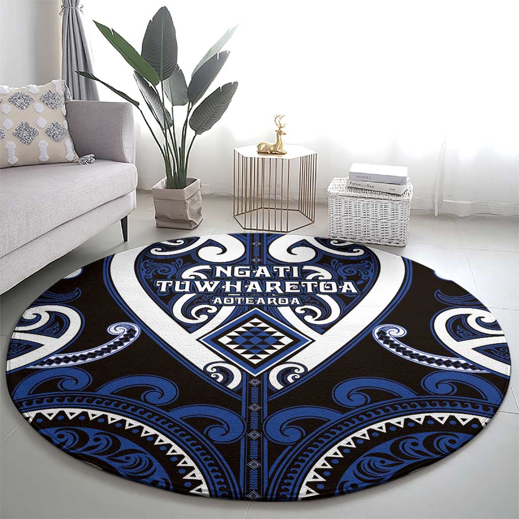 Aotearoa Ngati Tuwharetoa Round Carpet Maori Tribal Pattern
