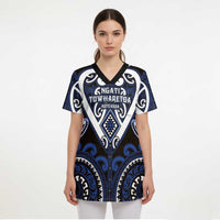 Custom Aotearoa Ngati Tuwharetoa Scrub Top Maori Tribal Pattern - Polynesian Pride