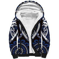 Custom Aotearoa Ngati Tuwharetoa Sherpa Hoodie Maori Tribal Pattern LT05 Unisex Navy - Polynesian Pride