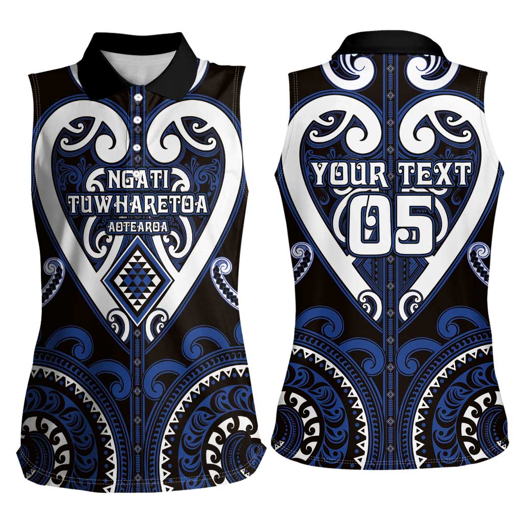 Custom Aotearoa Ngati Tuwharetoa Women Sleeveless Polo Shirt Maori Tribal Pattern