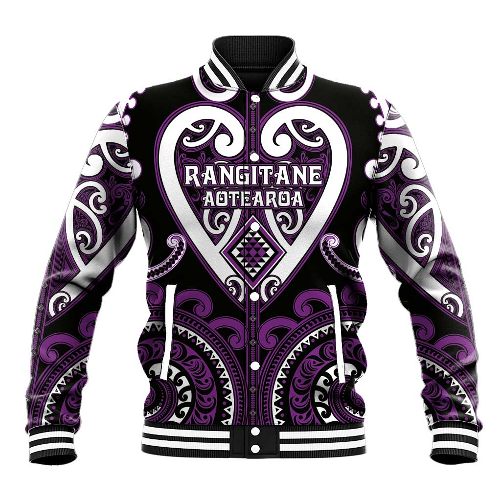 Custom Aotearoa Rangitane Baseball Jacket Maori Tribal Pattern LT05 Unisex Purple - Polynesian Pride