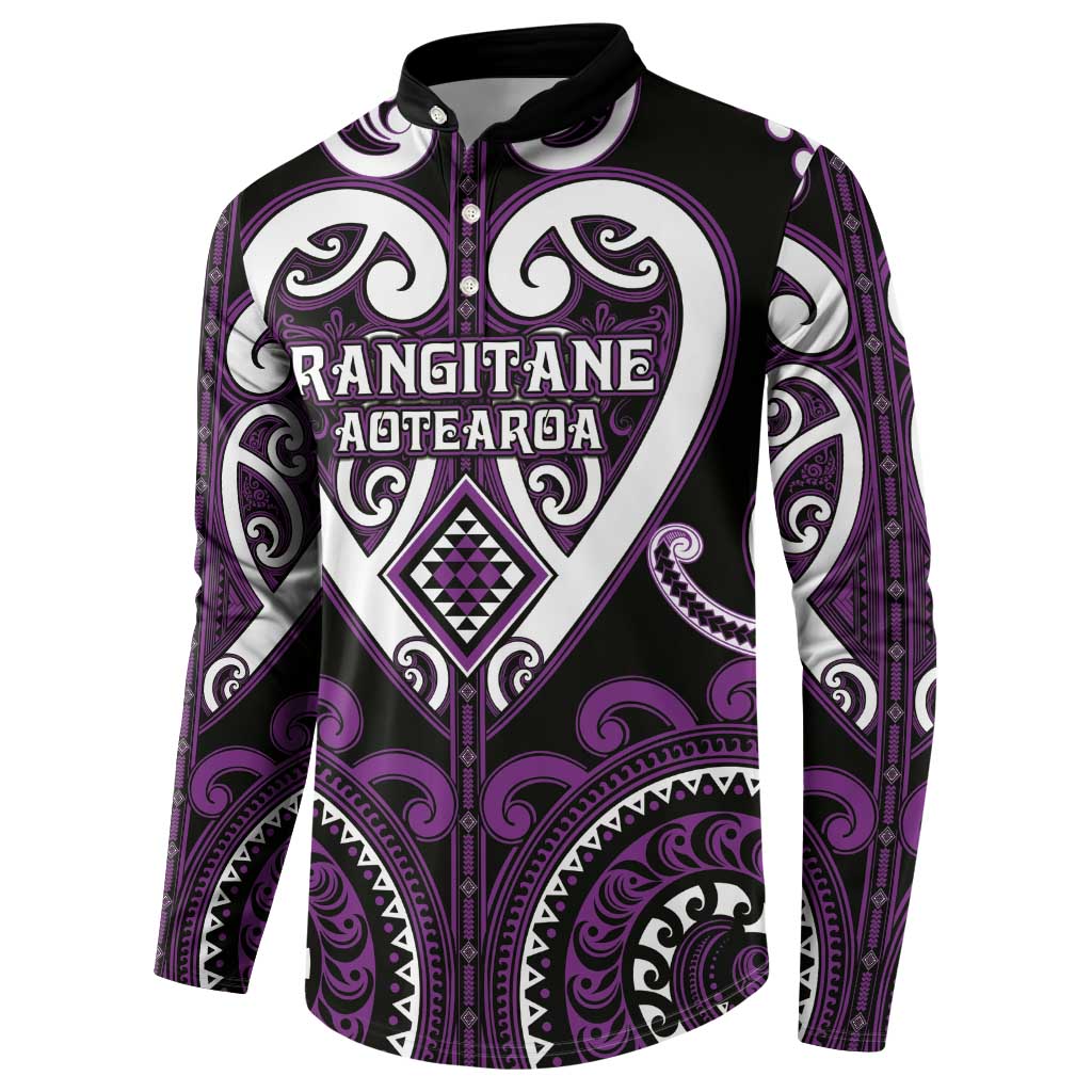 Custom Aotearoa Rangitane Button Sweatshirt Maori Tribal Pattern LT05 - Polynesian Pride