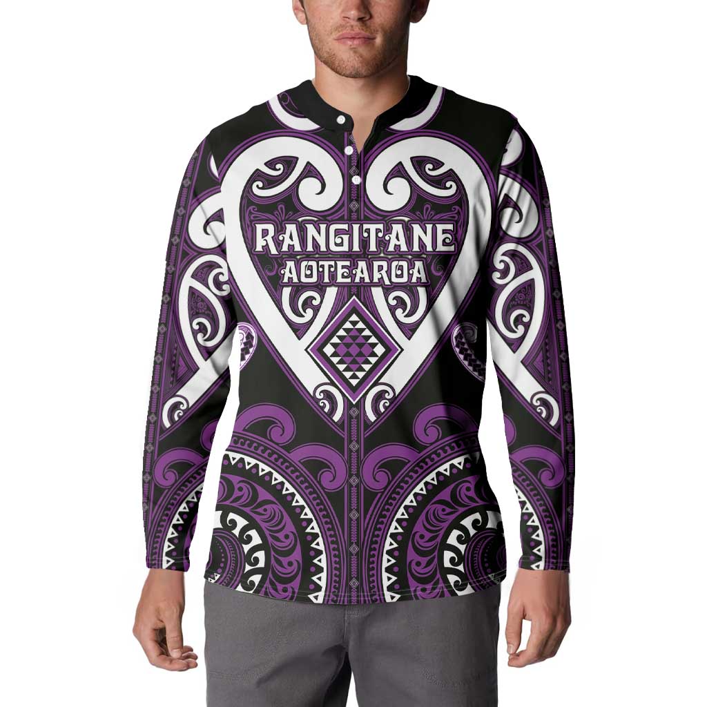 Custom Aotearoa Rangitane Button Sweatshirt Maori Tribal Pattern LT05 - Polynesian Pride