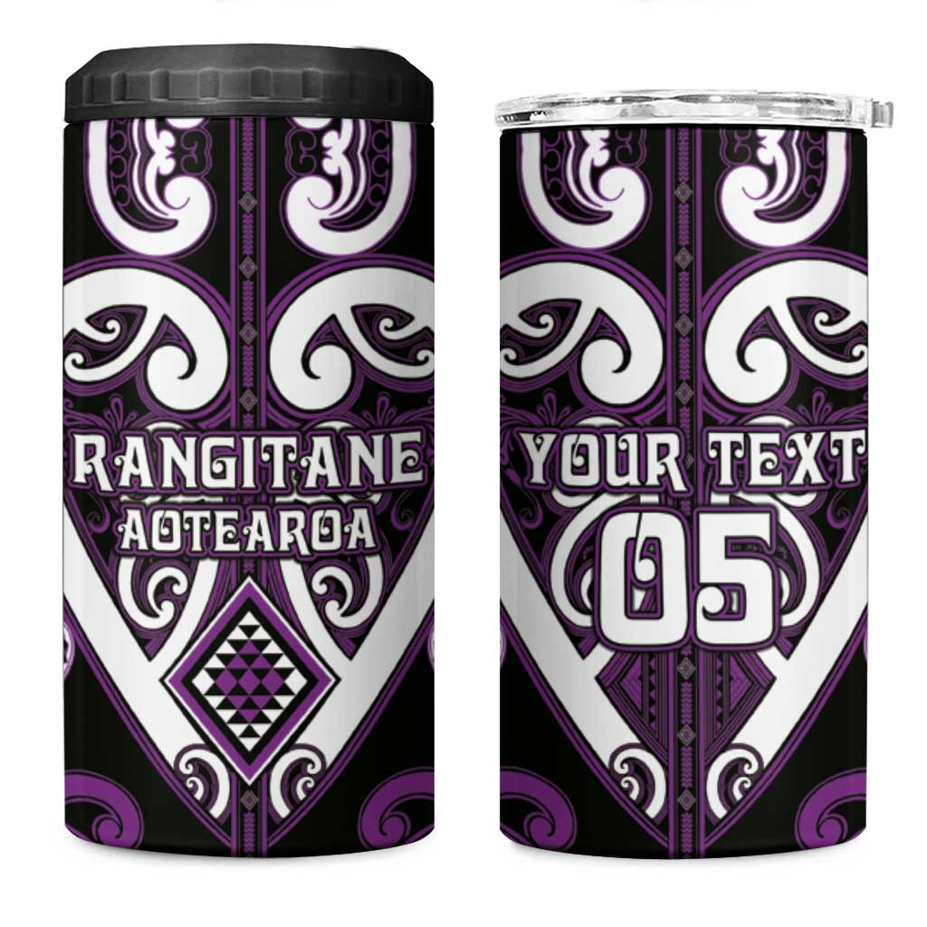 Custom Aotearoa Rangitane 4 in 1 Can Cooler Tumbler Maori Tribal Pattern LT05 One Size: 16 oz Purple - Polynesian Pride