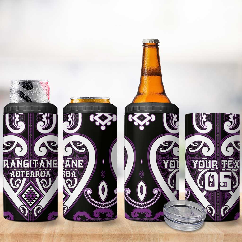 Custom Aotearoa Rangitane 4 in 1 Can Cooler Tumbler Maori Tribal Pattern LT05 - Polynesian Pride