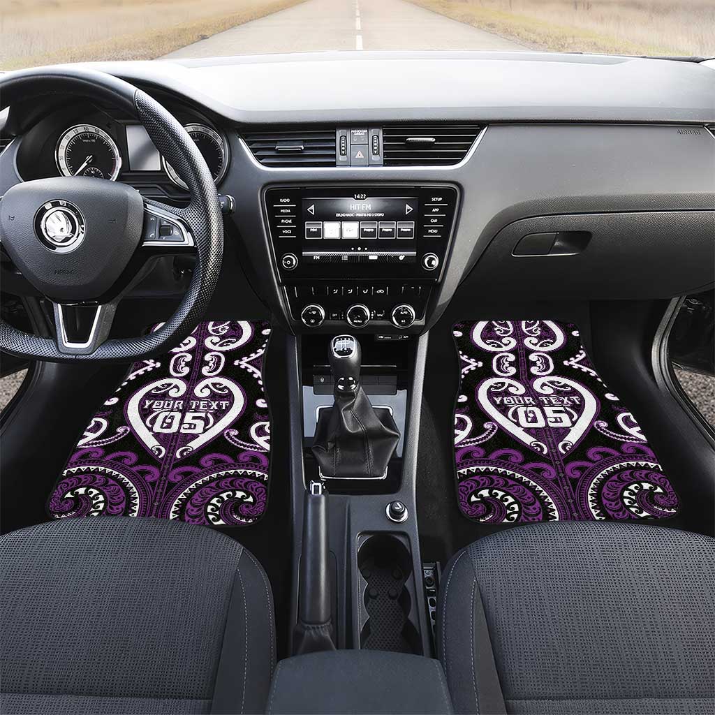 Aotearoa Rangitane Car Mats Maori Tribal Pattern LT05 Set 2pcs - Front Purple - Polynesian Pride