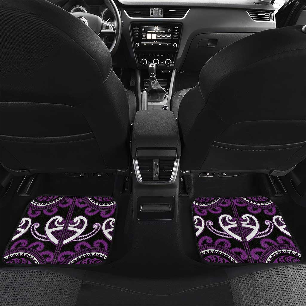 Aotearoa Rangitane Car Mats Maori Tribal Pattern LT05 Set 2pcs - Back Purple - Polynesian Pride