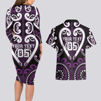 Custom Aotearoa Rangitane Couples Matching Long Sleeve Bodycon Dress and Hawaiian Shirt Maori Tribal Pattern LT05 - Polynesian Pride