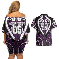 Custom Aotearoa Rangitane Couples Matching Off Shoulder Short Dress and Hawaiian Shirt Maori Tribal Pattern LT05 - Polynesian Pride