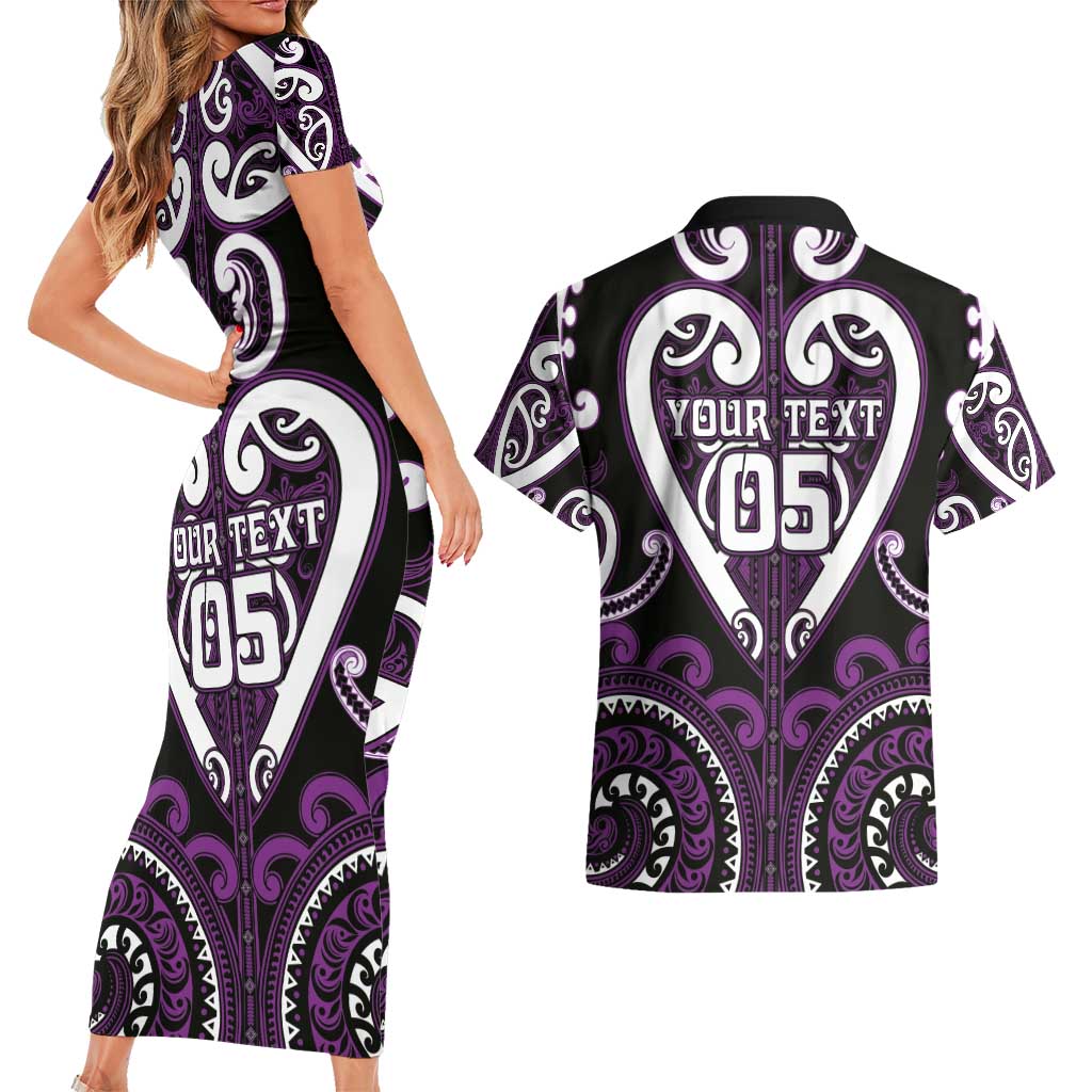 Custom Aotearoa Rangitane Couples Matching Short Sleeve Bodycon Dress and Hawaiian Shirt Maori Tribal Pattern LT05 - Polynesian Pride