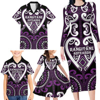 Custom Aotearoa Rangitane Family Matching Long Sleeve Bodycon Dress and Hawaiian Shirt Maori Tribal Pattern LT05 - Polynesian Pride
