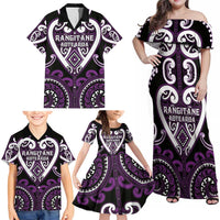 Custom Aotearoa Rangitane Family Matching Off Shoulder Maxi Dress and Hawaiian Shirt Maori Tribal Pattern LT05 - Polynesian Pride