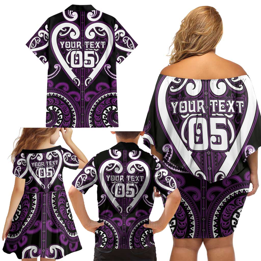 Custom Aotearoa Rangitane Family Matching Off Shoulder Short Dress and Hawaiian Shirt Maori Tribal Pattern LT05 - Polynesian Pride