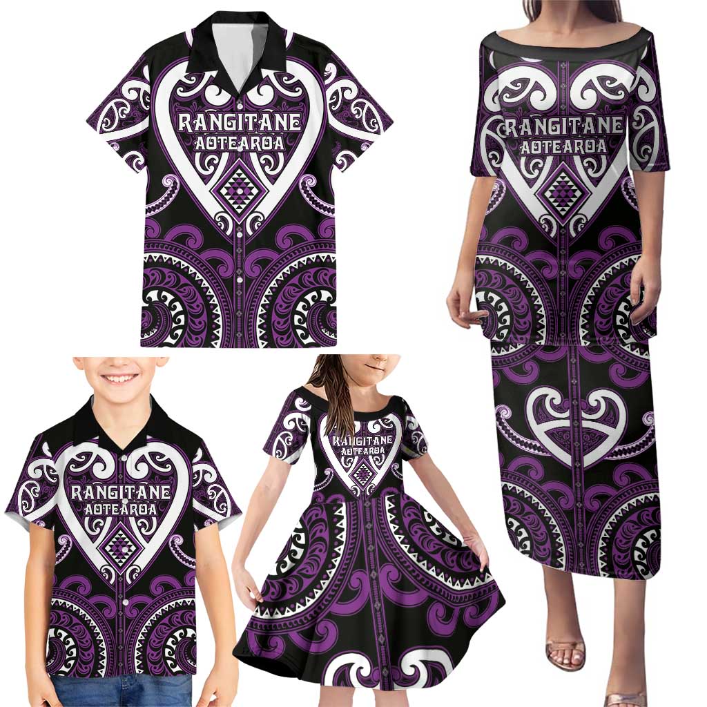 Custom Aotearoa Rangitane Family Matching Puletasi and Hawaiian Shirt Maori Tribal Pattern LT05 - Polynesian Pride