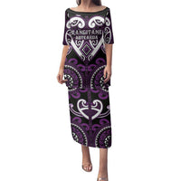 Custom Aotearoa Rangitane Family Matching Puletasi and Hawaiian Shirt Maori Tribal Pattern LT05 Mom's Dress Purple - Polynesian Pride