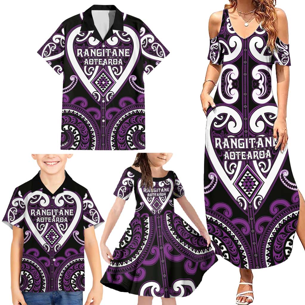 Custom Aotearoa Rangitane Family Matching Summer Maxi Dress and Hawaiian Shirt Maori Tribal Pattern LT05 - Polynesian Pride