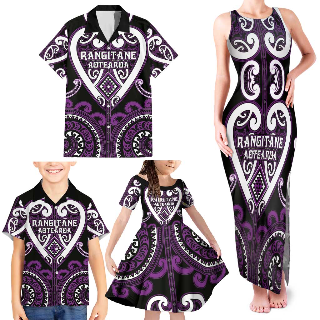 Custom Aotearoa Rangitane Family Matching Tank Maxi Dress and Hawaiian Shirt Maori Tribal Pattern LT05 - Polynesian Pride