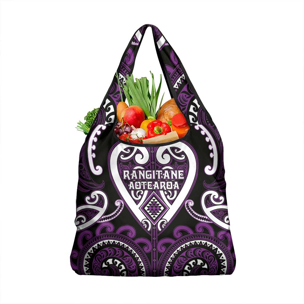 Aotearoa Rangitane Grocery Bag Maori Tribal Pattern LT05 1-pack One Size Purple - Polynesian Pride