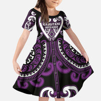 Custom Aotearoa Rangitane Kid Short Sleeve Dress Maori Tribal Pattern