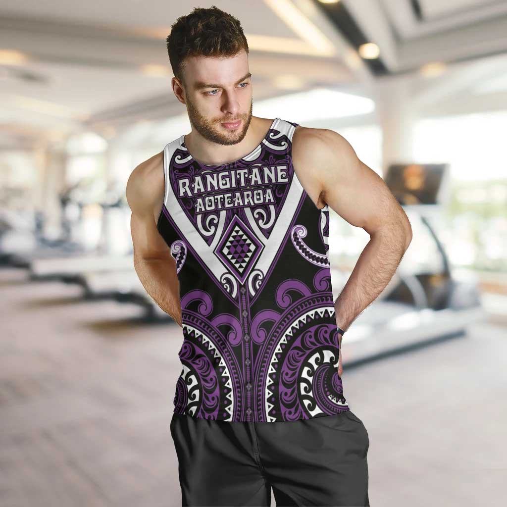 Custom Aotearoa Rangitane Men Tank Top Maori Tribal Pattern LT05 Purple - Polynesian Pride