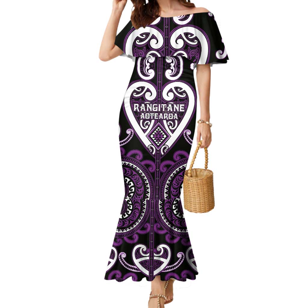 Custom Aotearoa Rangitane Mermaid Dress Maori Tribal Pattern