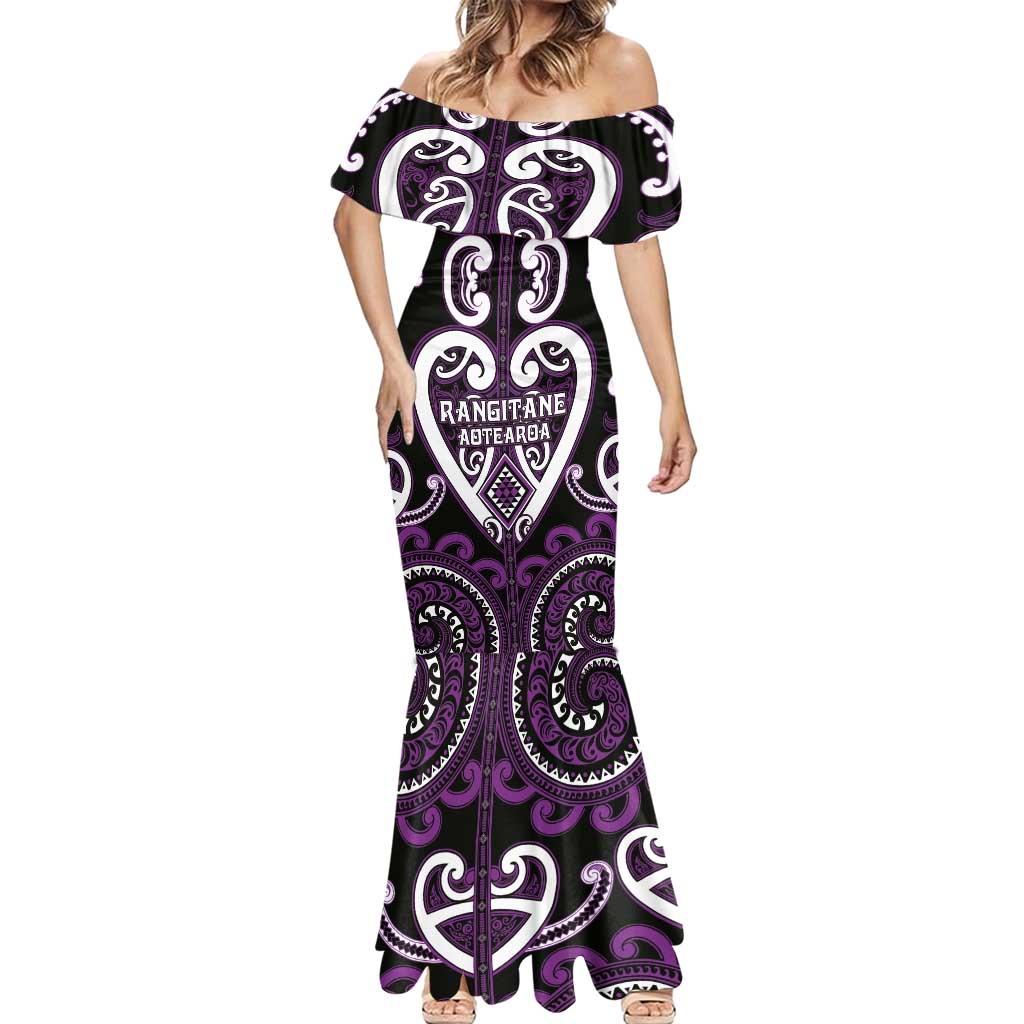 Custom Aotearoa Rangitane Mermaid Dress Maori Tribal Pattern