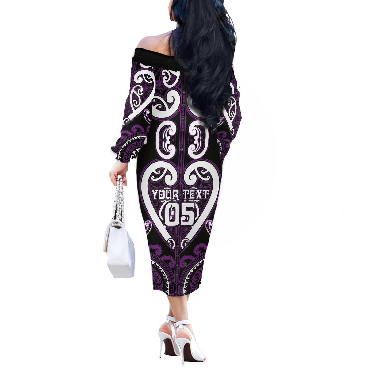 Custom Aotearoa Rangitane Off The Shoulder Long Sleeve Dress Maori Tribal Pattern