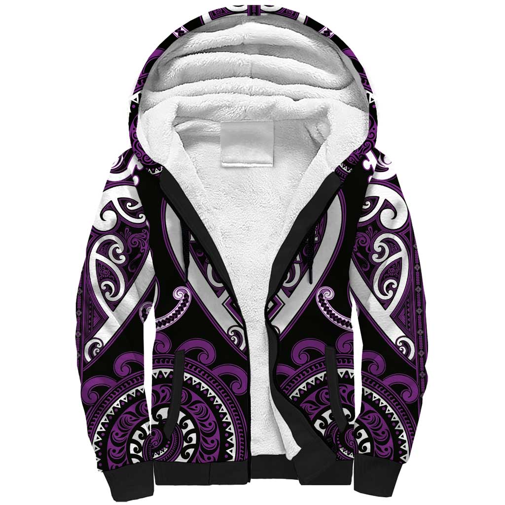 Custom Aotearoa Rangitane Sherpa Hoodie Maori Tribal Pattern LT05 Unisex Purple - Polynesian Pride