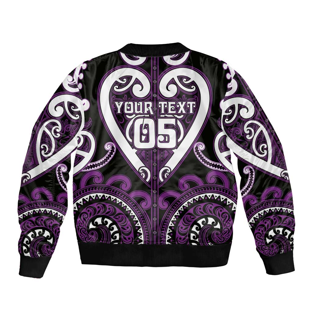 Custom Aotearoa Rangitane Sleeve Zip Bomber Jacket Maori Tribal Pattern