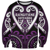 Custom Aotearoa Rangitane Sweatshirt Maori Tribal Pattern LT05 Unisex Purple - Polynesian Pride