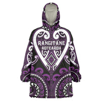 Custom Aotearoa Rangitane Wearable Blanket Hoodie Maori Tribal Pattern LT05 One Size Purple - Polynesian Pride