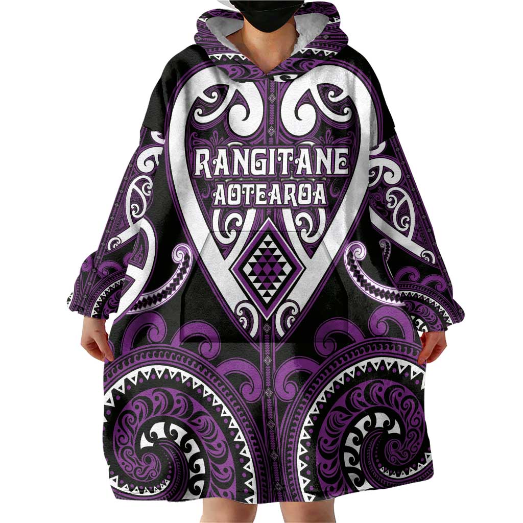 Custom Aotearoa Rangitane Wearable Blanket Hoodie Maori Tribal Pattern LT05 - Polynesian Pride
