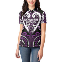 Custom Aotearoa Rangitane Women Polo Shirt Maori Tribal Pattern