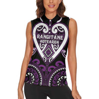 Custom Aotearoa Rangitane Women Sleeveless Polo Shirt Maori Tribal Pattern