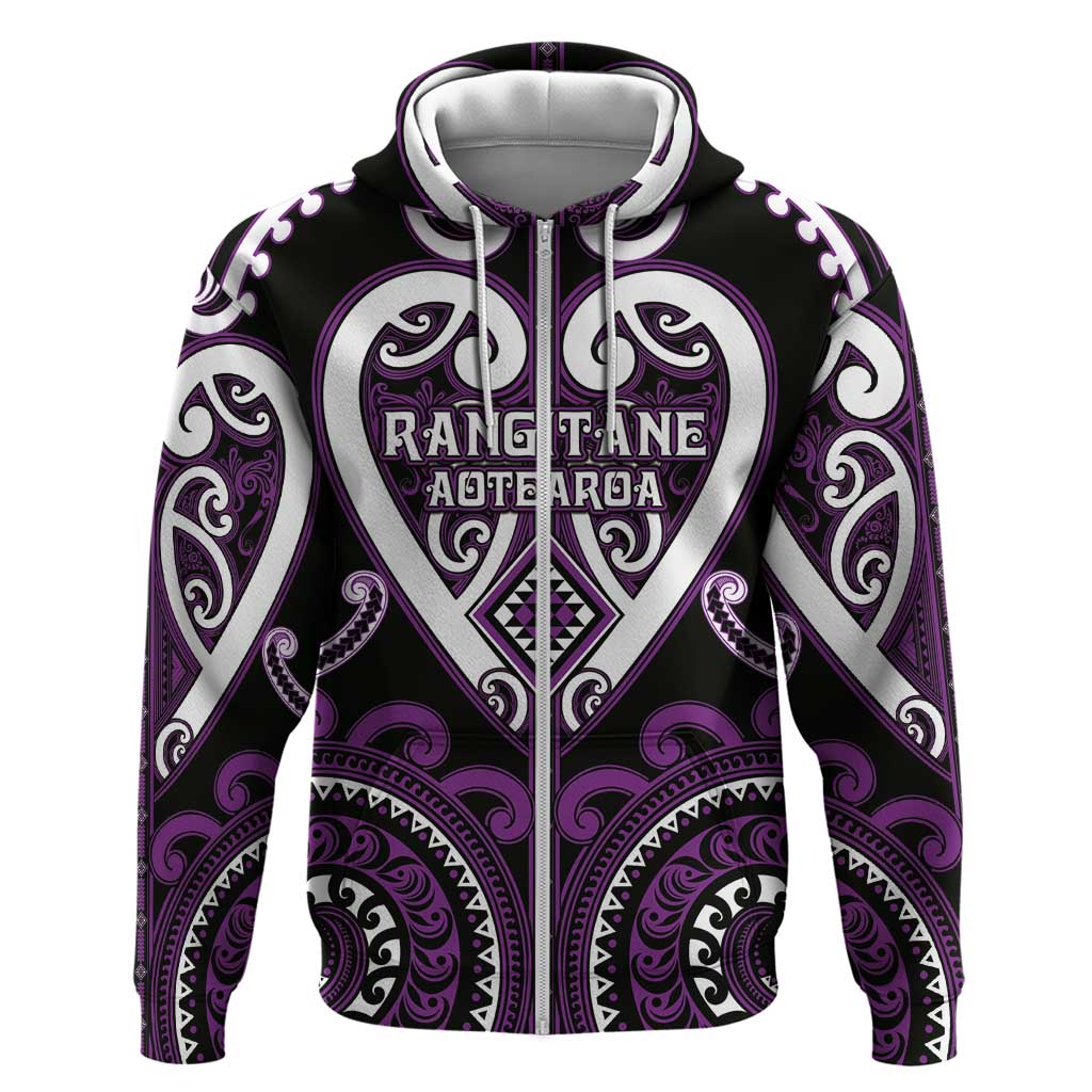 Custom Aotearoa Rangitane Zip Hoodie Maori Tribal Pattern
