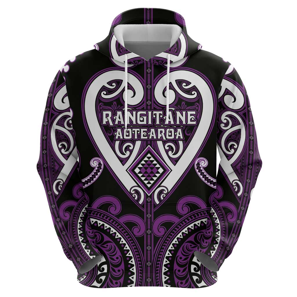 Custom Aotearoa Rangitane Zip Hoodie Maori Tribal Pattern