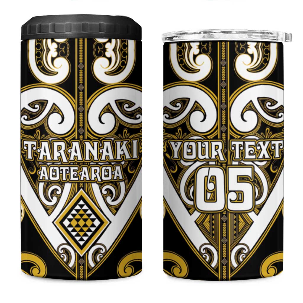 Custom Aotearoa Taranaki 4 in 1 Can Cooler Tumbler Maori Tribal Pattern LT05 One Size: 16 oz Yellow - Polynesian Pride