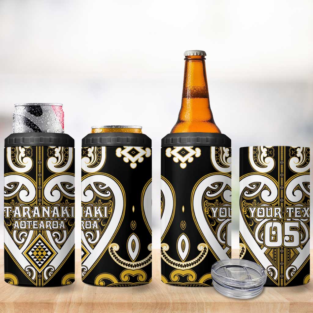 Custom Aotearoa Taranaki 4 in 1 Can Cooler Tumbler Maori Tribal Pattern LT05 - Polynesian Pride