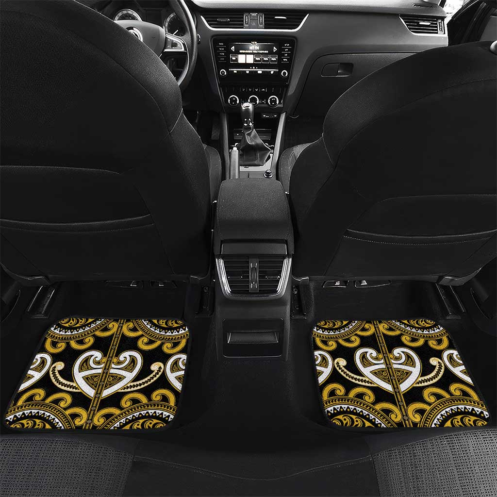 Aotearoa Taranaki Car Mats Maori Tribal Pattern LT05 Set 2pcs - Back Yellow - Polynesian Pride