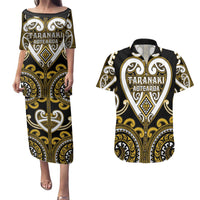 Custom Aotearoa Taranaki Couples Matching Puletasi and Hawaiian Shirt Maori Tribal Pattern LT05 Yellow - Polynesian Pride