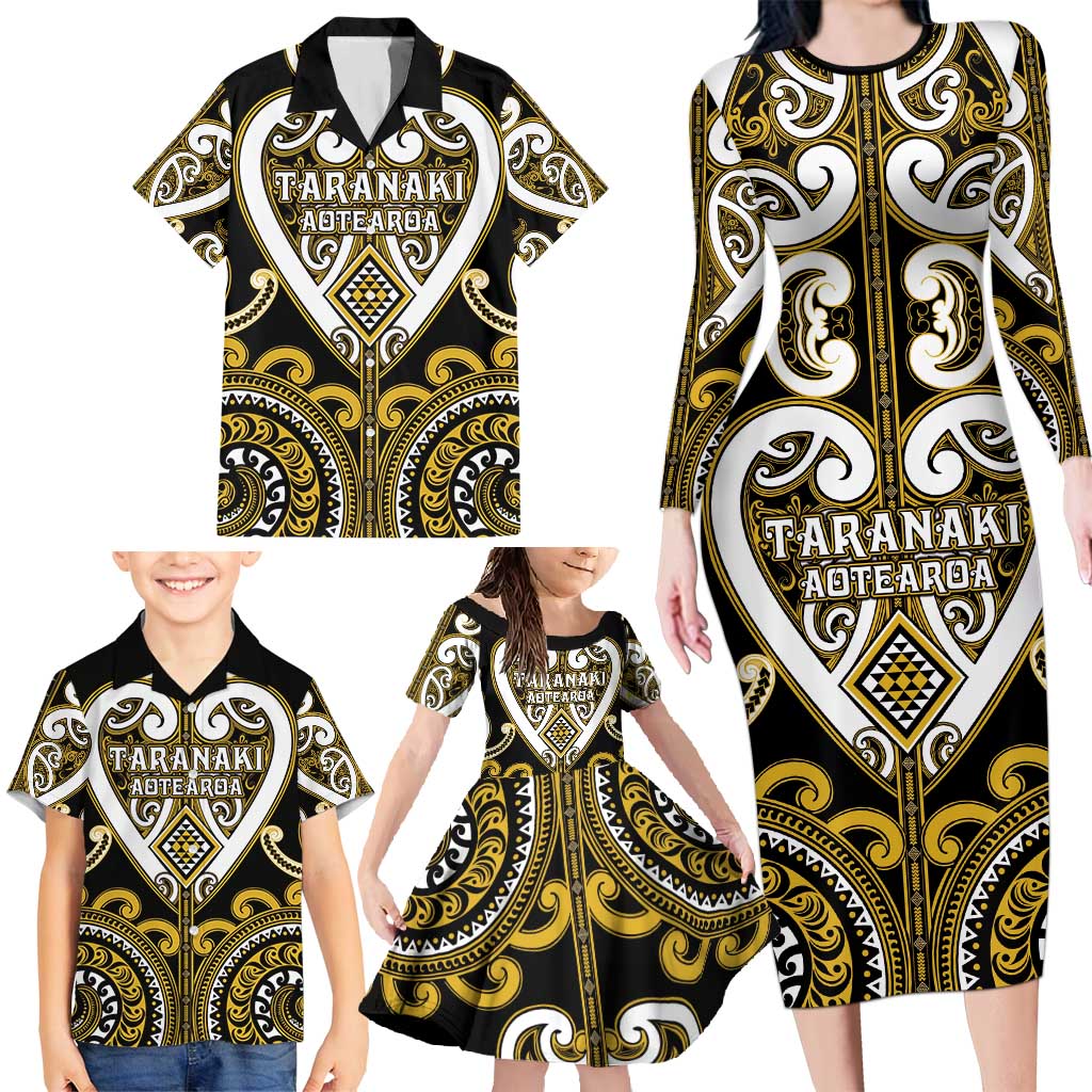 Custom Aotearoa Taranaki Family Matching Long Sleeve Bodycon Dress and Hawaiian Shirt Maori Tribal Pattern LT05 - Polynesian Pride