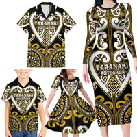 Custom Aotearoa Taranaki Family Matching Long Sleeve Bodycon Dress and Hawaiian Shirt Maori Tribal Pattern LT05 - Polynesian Pride