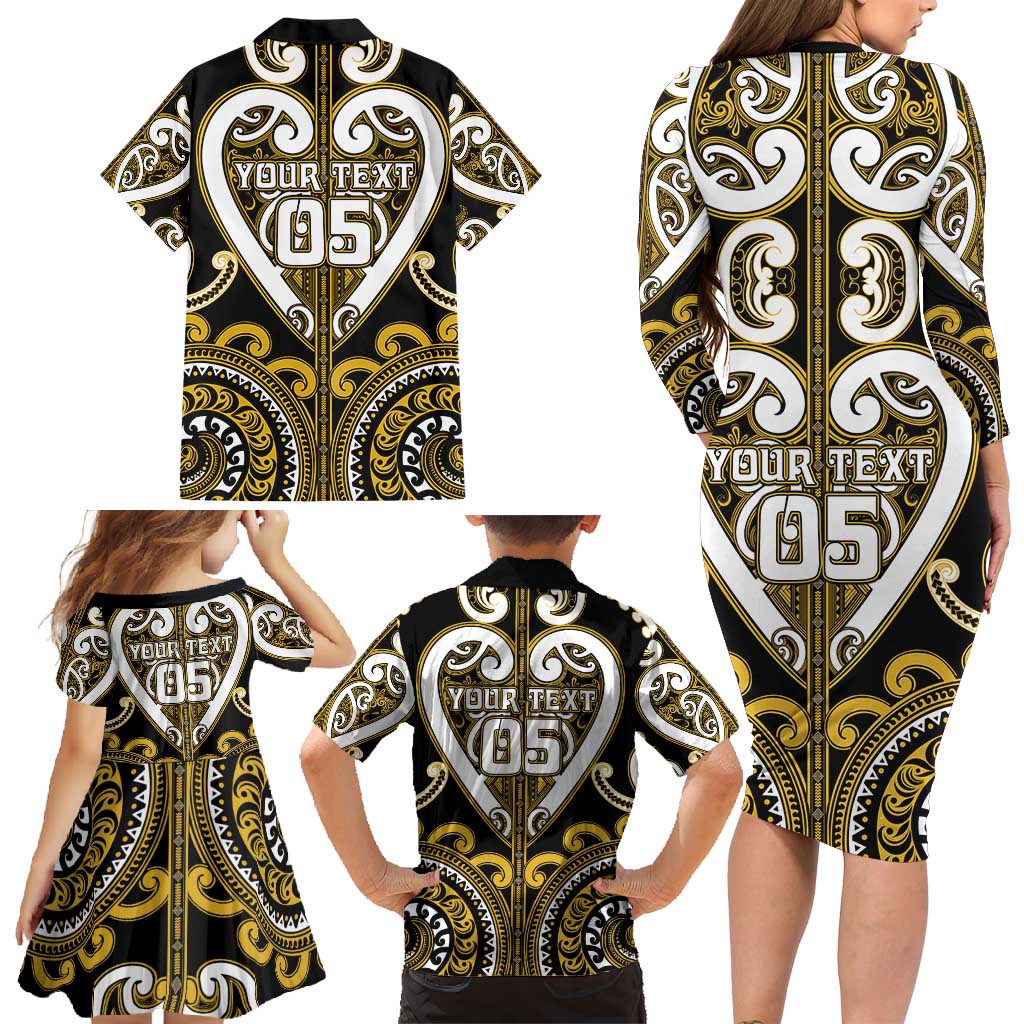 Custom Aotearoa Taranaki Family Matching Long Sleeve Bodycon Dress and Hawaiian Shirt Maori Tribal Pattern LT05 - Polynesian Pride