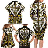 Custom Aotearoa Taranaki Family Matching Long Sleeve Bodycon Dress and Hawaiian Shirt Maori Tribal Pattern LT05 - Polynesian Pride