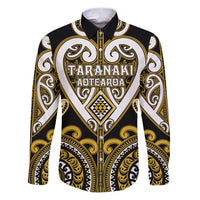 Custom Aotearoa Taranaki Family Matching Puletasi and Hawaiian Shirt Maori Tribal Pattern LT05 Dad's Shirt - Long Sleeve Yellow - Polynesian Pride