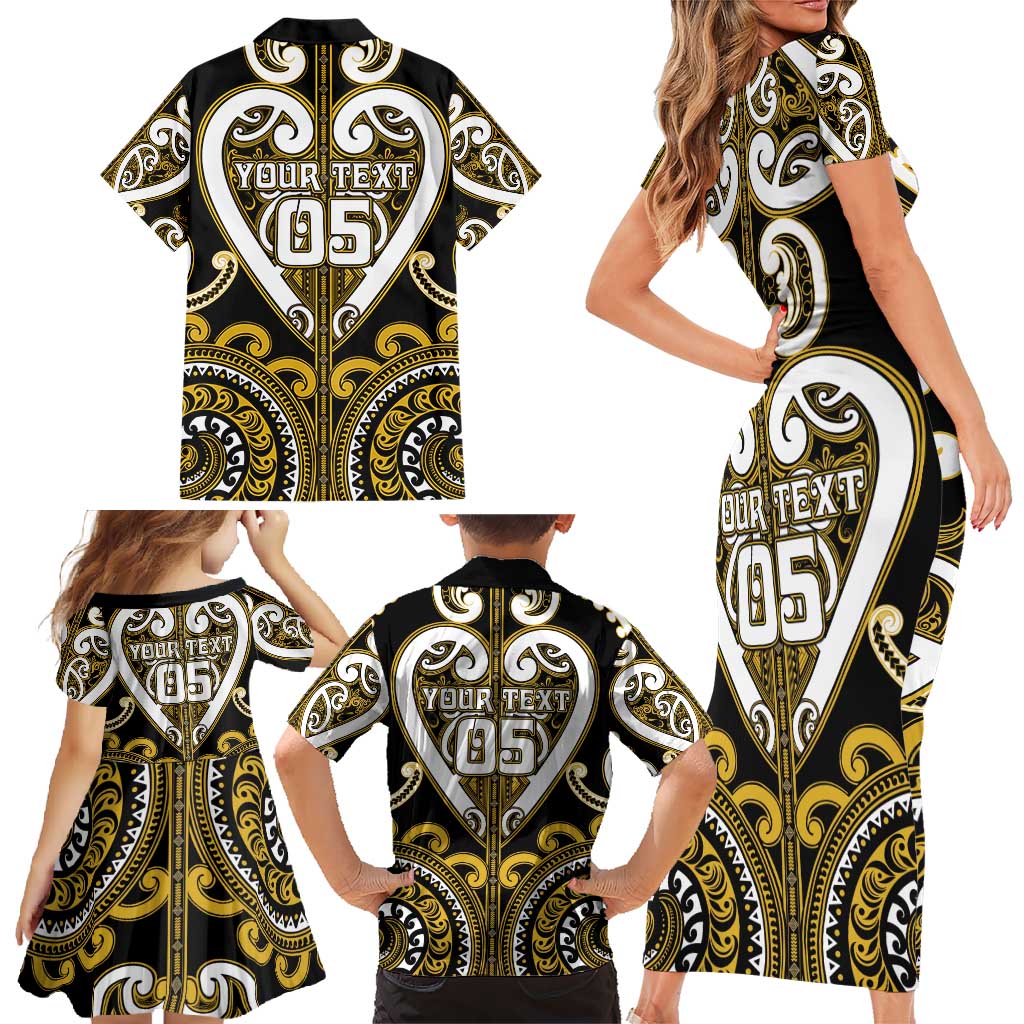 Custom Aotearoa Taranaki Family Matching Short Sleeve Bodycon Dress and Hawaiian Shirt Maori Tribal Pattern LT05 - Polynesian Pride