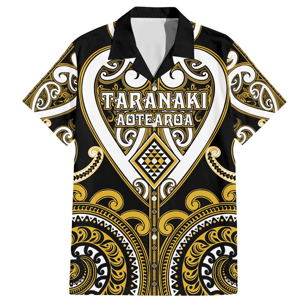 Custom Aotearoa Taranaki Family Matching Short Sleeve Bodycon Dress and Hawaiian Shirt Maori Tribal Pattern LT05 Dad's Shirt - Short Sleeve Yellow - Polynesian Pride