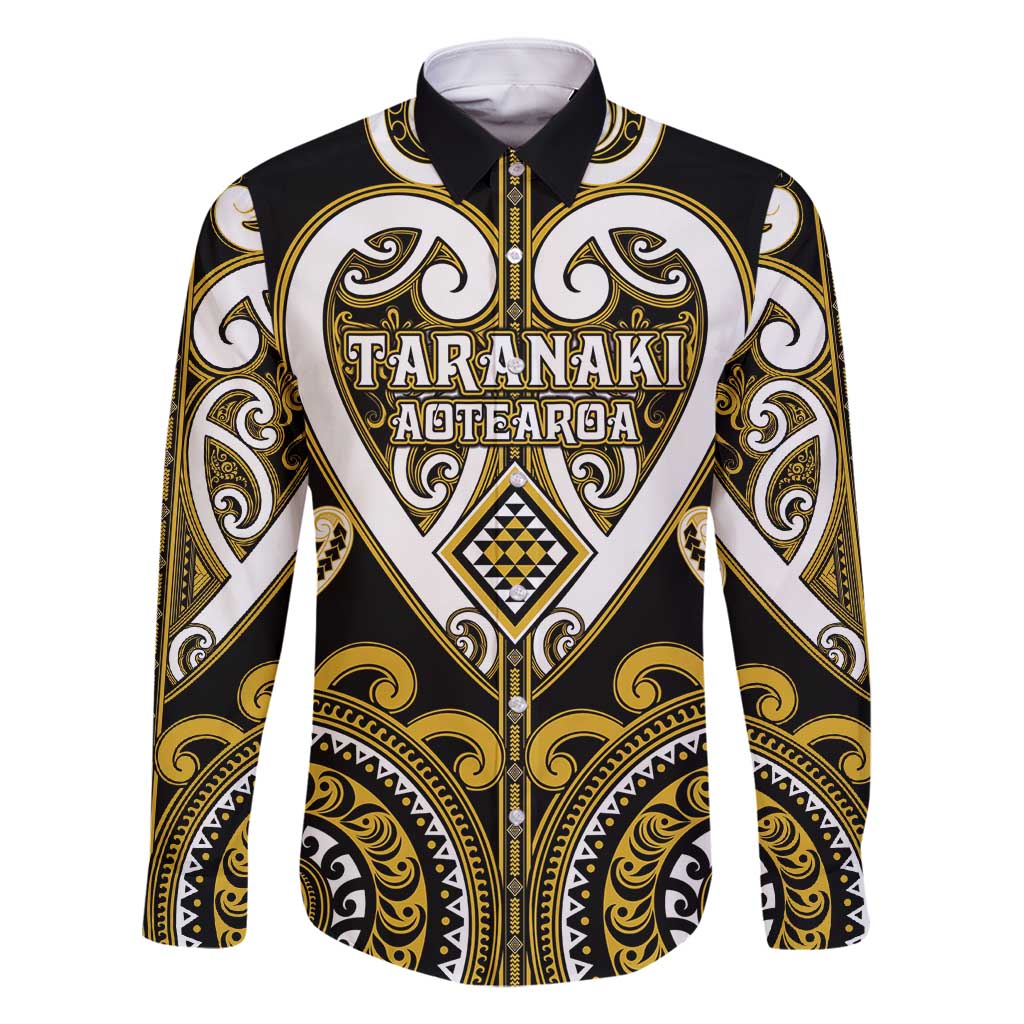 Custom Aotearoa Taranaki Family Matching Tank Maxi Dress and Hawaiian Shirt Maori Tribal Pattern LT05 Dad's Shirt - Long Sleeve Yellow - Polynesian Pride