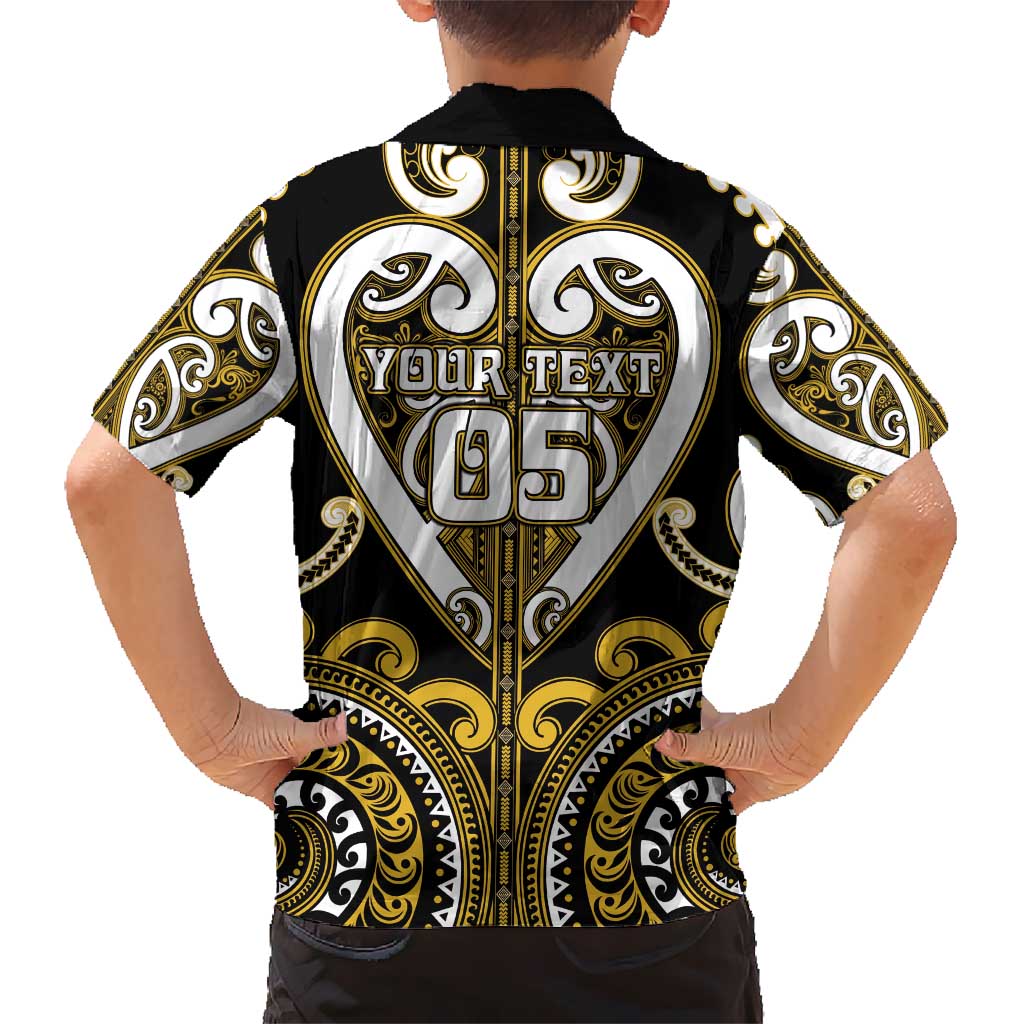 Custom Aotearoa Taranaki Kid Hawaiian Shirt Maori Tribal Pattern